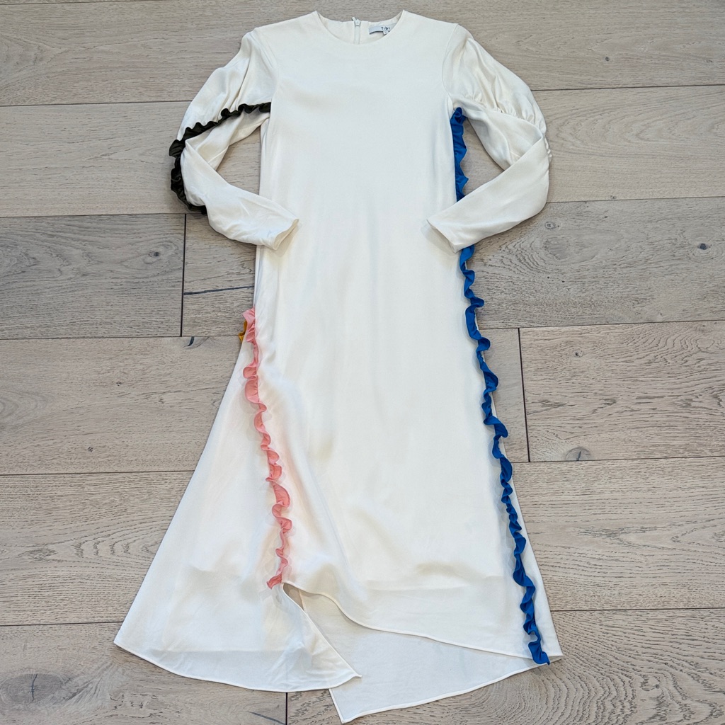 Tibi Asymmetrical Silk Ruffle Dress In Size 0